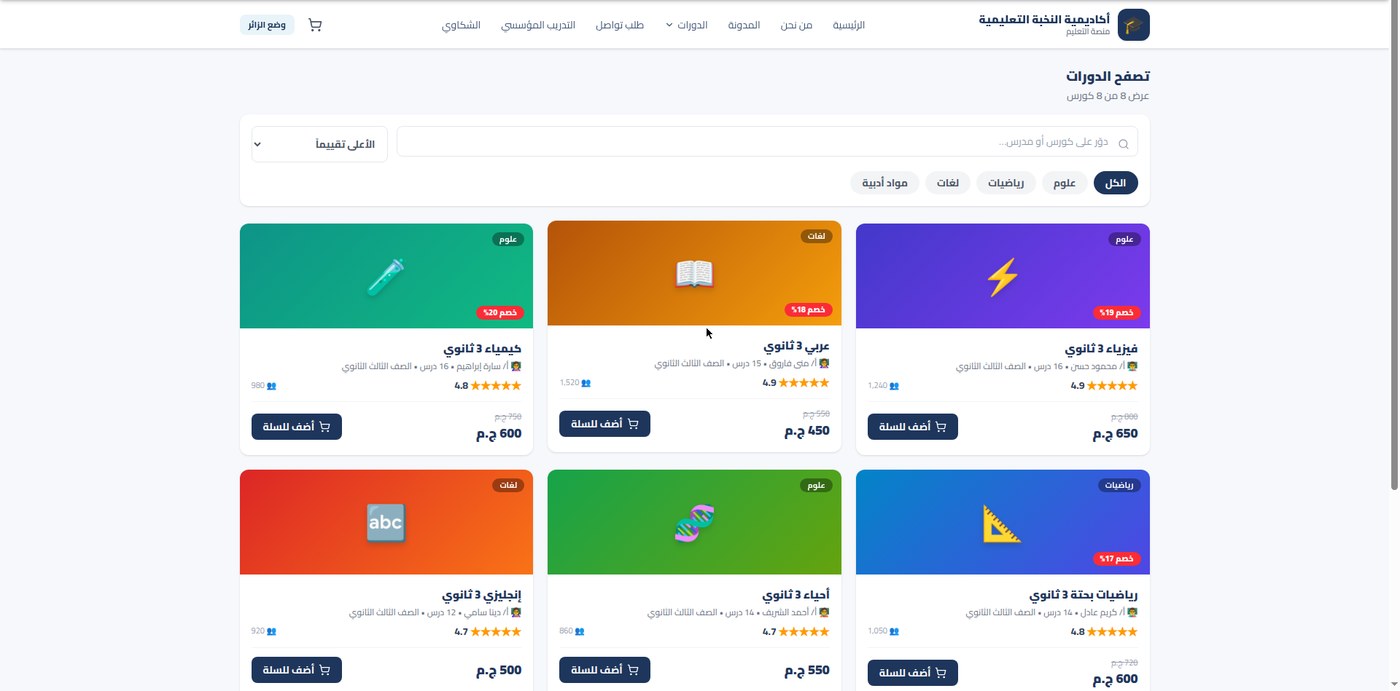 لوحة تحكم منصة تعليمية